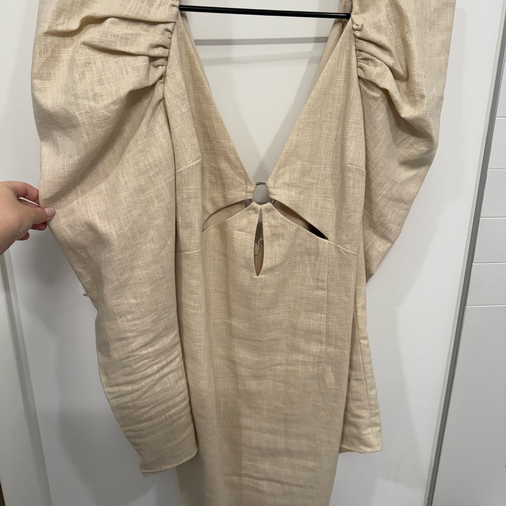 ASOS Edition Beige Linen Blend Mini Dress Size S (US 4)
